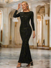 Long Sleeve Sequin Mermaid Prom Dress